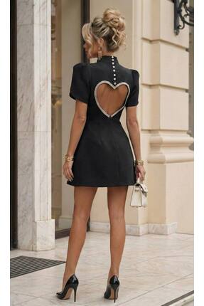 Elora Kalp Detay Sırt Dekolteli Kısa Kollu Romantik Mini Elbise