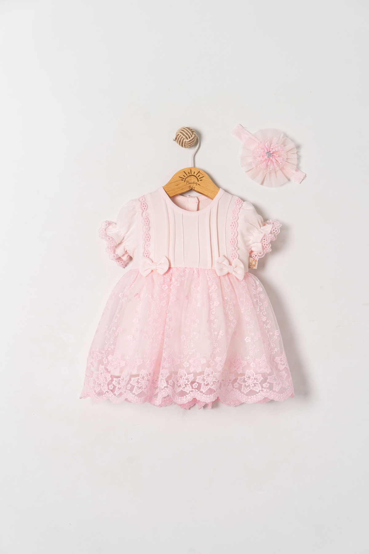 Miniday Baby Kız Bebek Mevlütlük Elbise Yazlık Bandanalı Dantelli Yeni doğan Hastane çıkışı Gelinlik Abiye 4011 fotoğrafı 2 (önizleme)