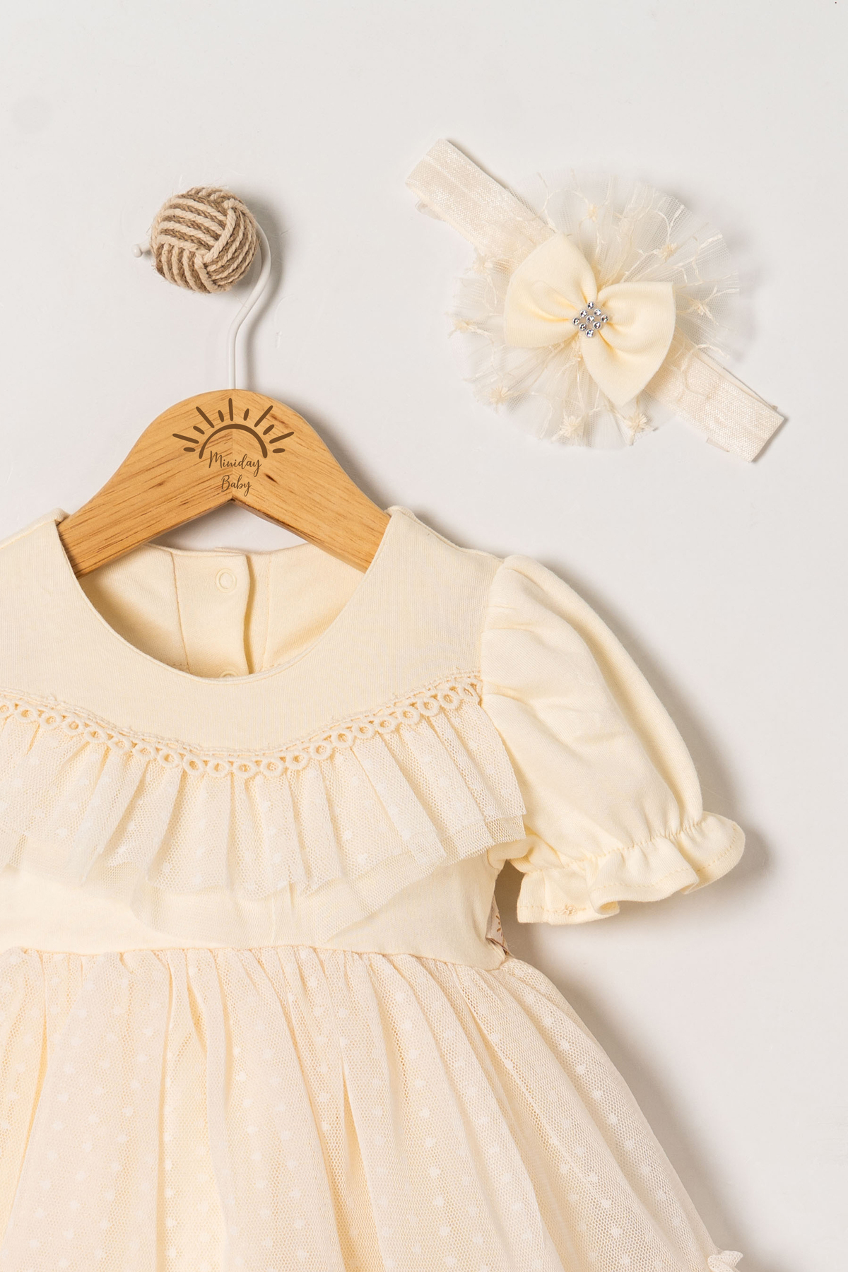 Miniday Baby Kız Bebek Mevlütlük Elbise Yazlık Bandanalı Dantelli Yeni doğan Hastane çıkışı Gelinlik Abiye 4015 fotoğrafı 5 (önizleme)