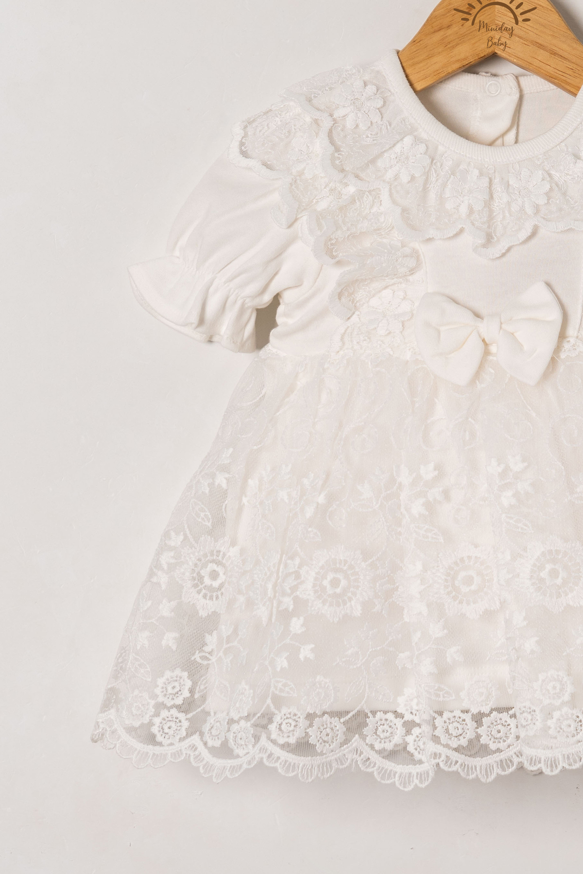 Miniday Baby Kız Bebek Mevlütlük Elbise Yazlık Bandanalı Dantelli Yeni doğan Hastane çıkışı Gelinlik Abiye 4012 fotoğrafı 3 (önizleme)