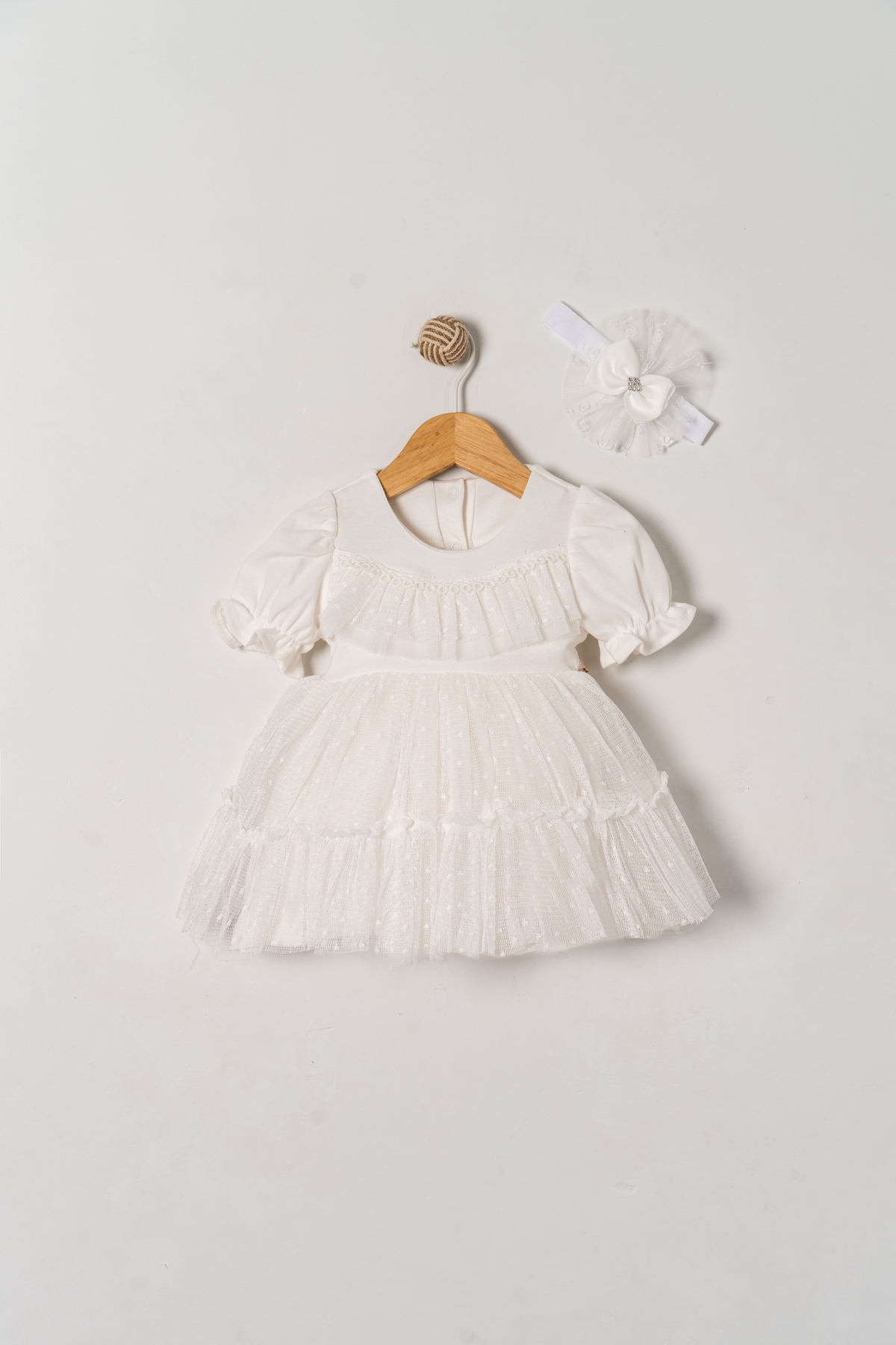 Miniday Baby Kız Bebek Mevlütlük Elbise Yazlık Bandanalı Dantelli Yeni doğan Hastane çıkışı Gelinlik Abiye 4015 fotoğrafı 2 (önizleme)