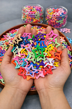 Renkli kids Yıldız Kız Çocuk Çıtçıtlı Tokası Yıldız Toka 6’lı Set