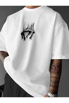 COZYWEAR Unisex Beyaz Oversize Tişört Baskılı Rahat Kesim Günlük Streetwear Ş...