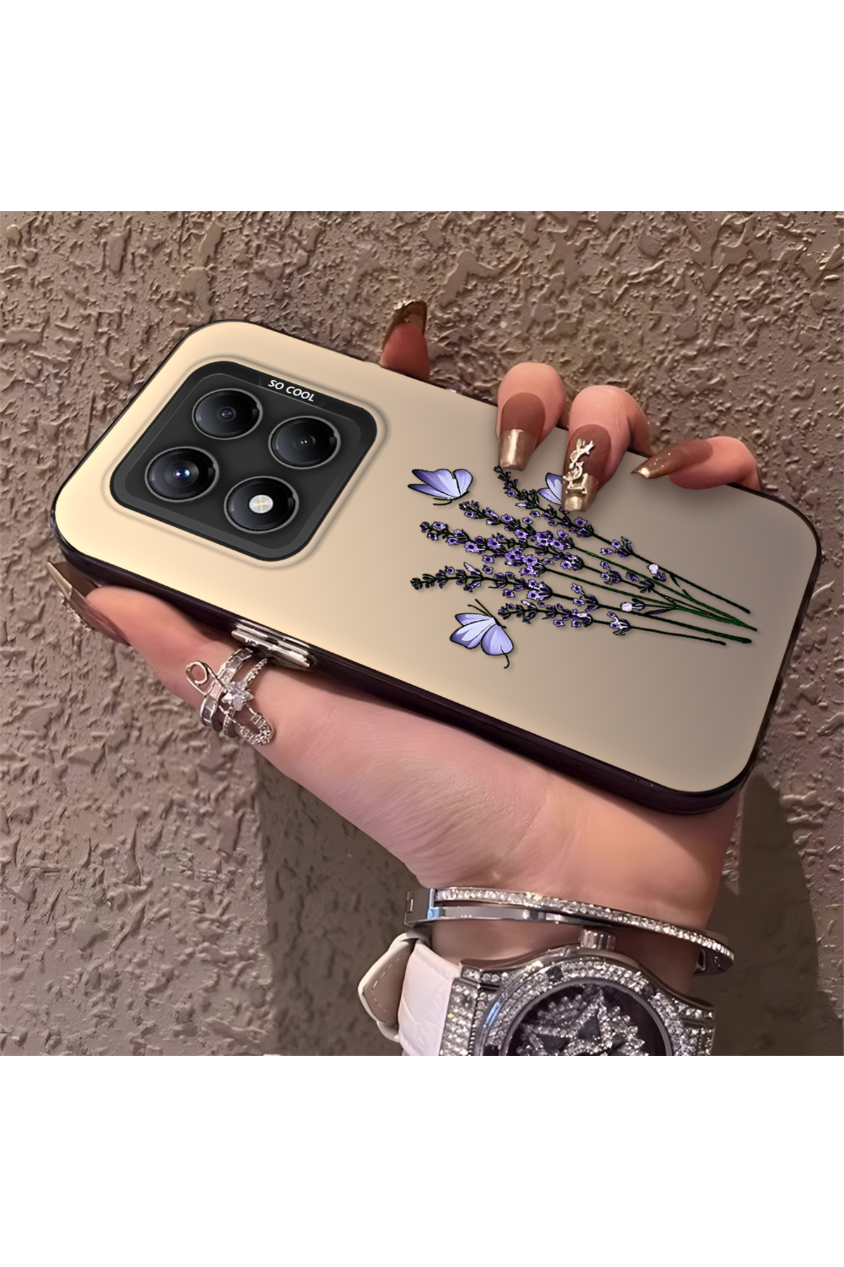 Redmi Note 14 Pro 5G Compatible Silicone Edge Hard Back Anti Fall Phone Case Flower bundle