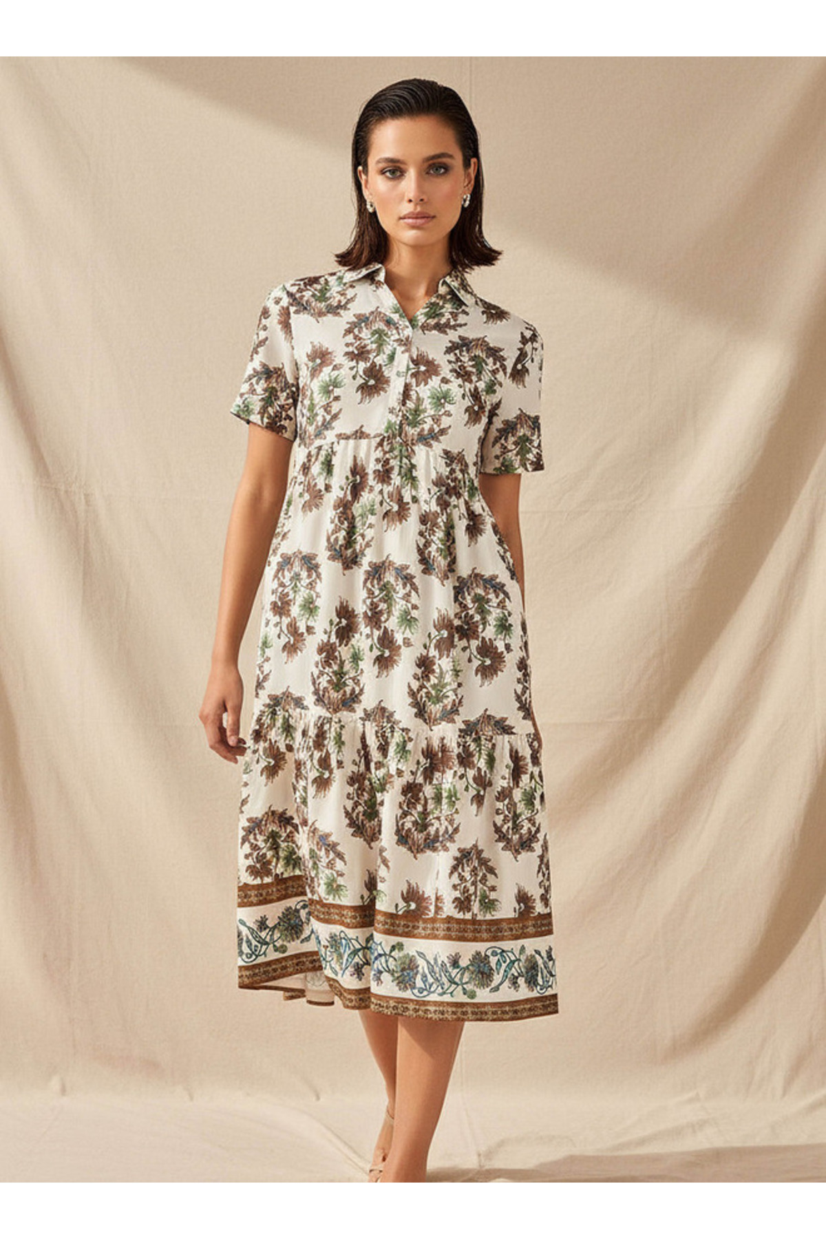 Splash FAV Floral Print Tiered Women Dress with Pocket