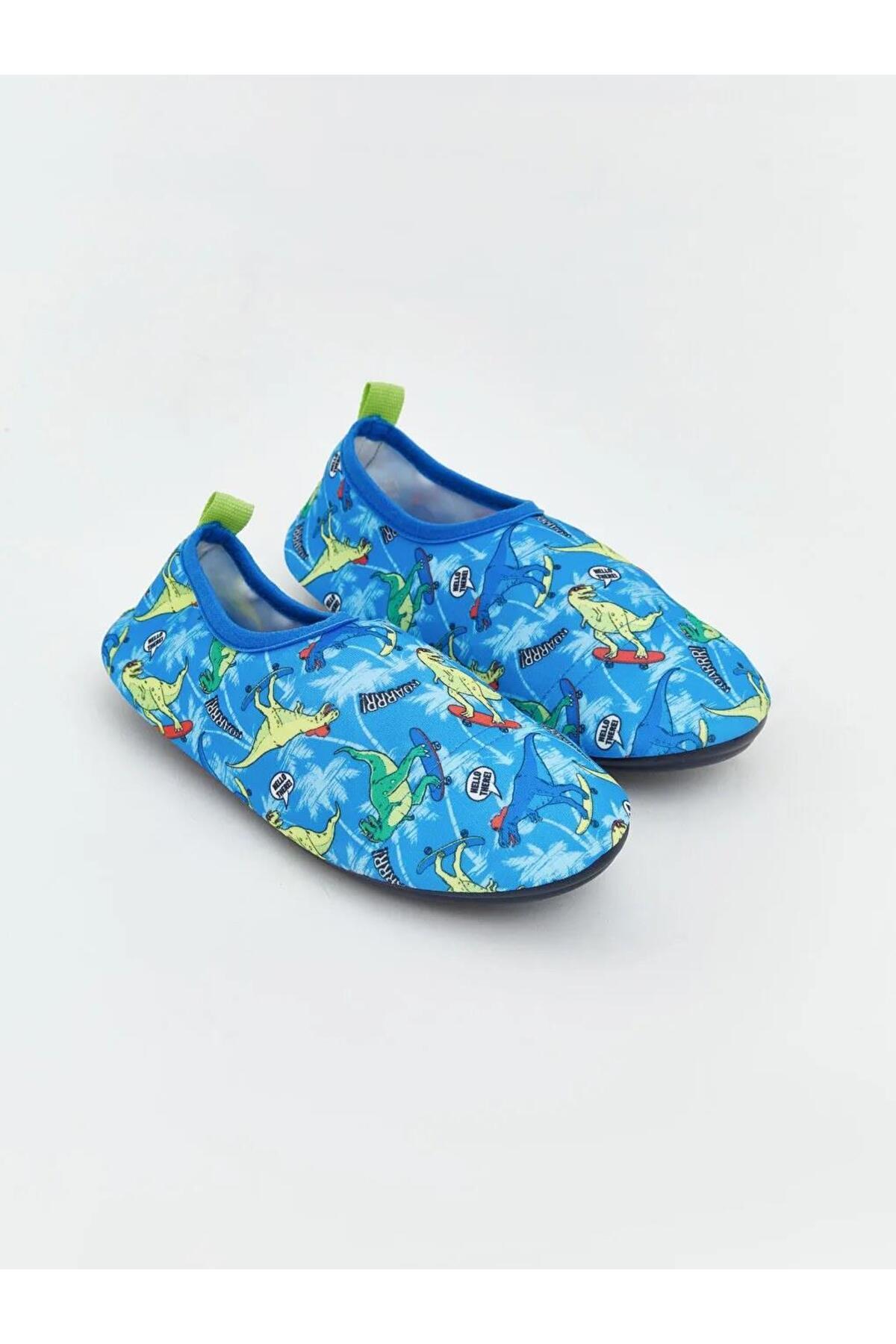 水鳥ツガイ LC Waikiki Dinozor Baskılı Erkek Bebek Deniz Ayakkabısı (S6