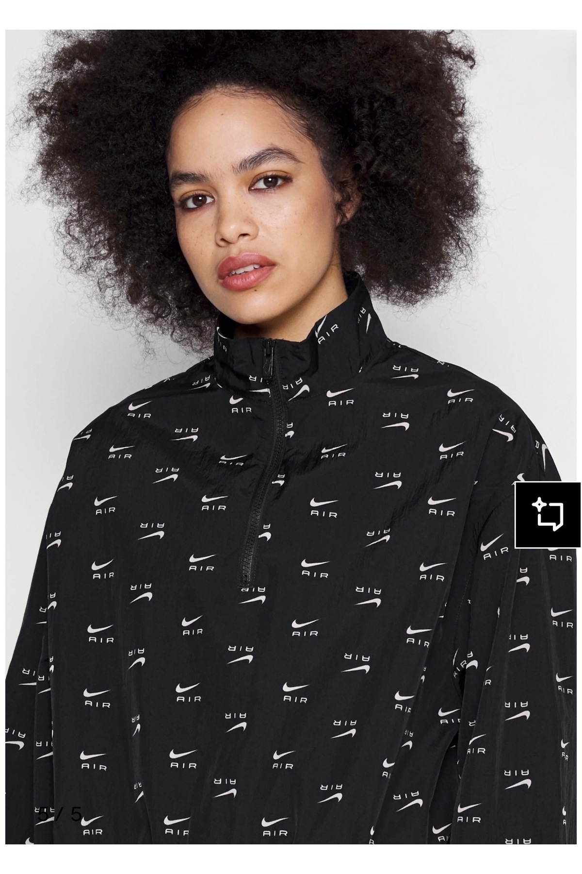 Nike Sportswear Air Allover Printed Mod Crop Woven Quarter-Zip Bol Kalıp Baskılı Siyah Kadın Ceket görsel 8