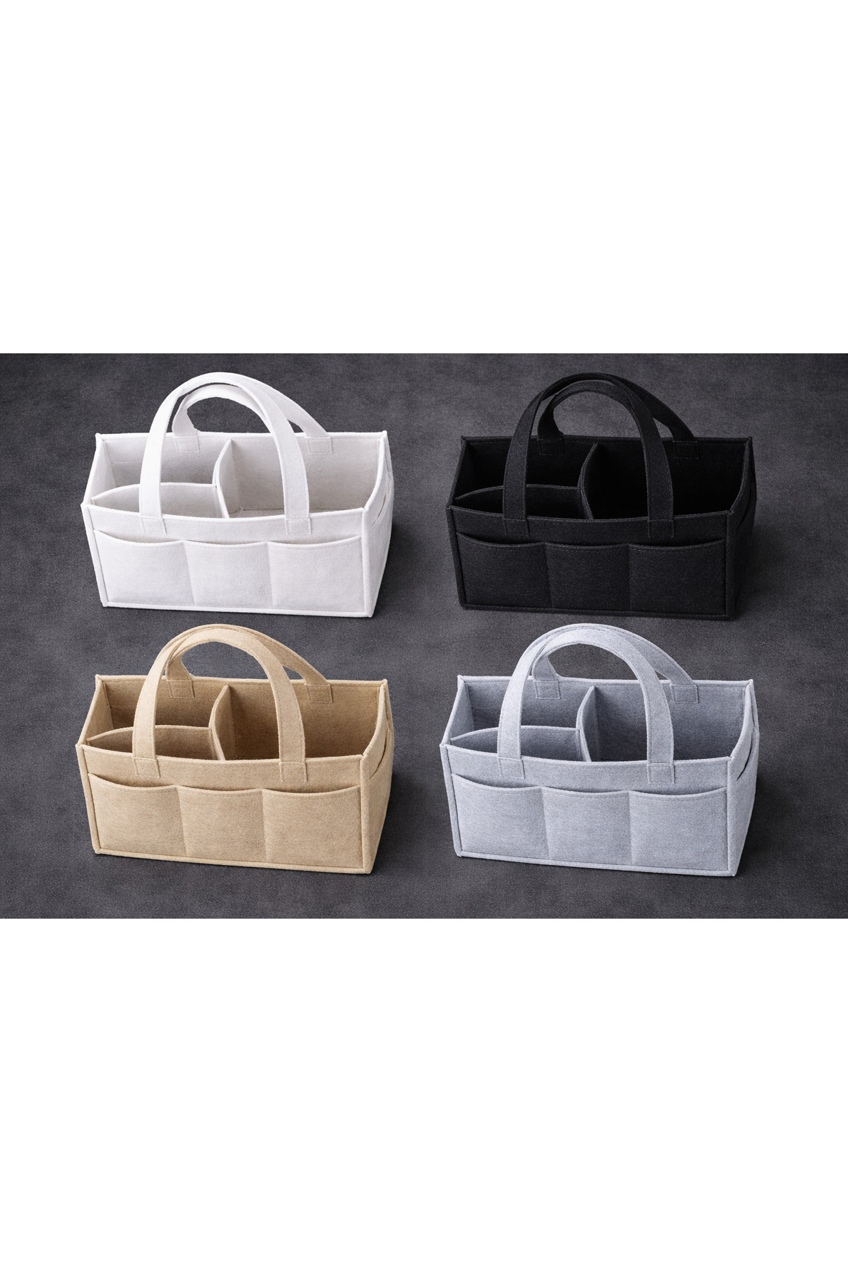 Balkan Room Beyaz Keçe Anne Bebek Bakım Çantası Yenidoğan İçin Organizer Taşınabilir Düzenleyici fotoğrafı 2 (önizleme)