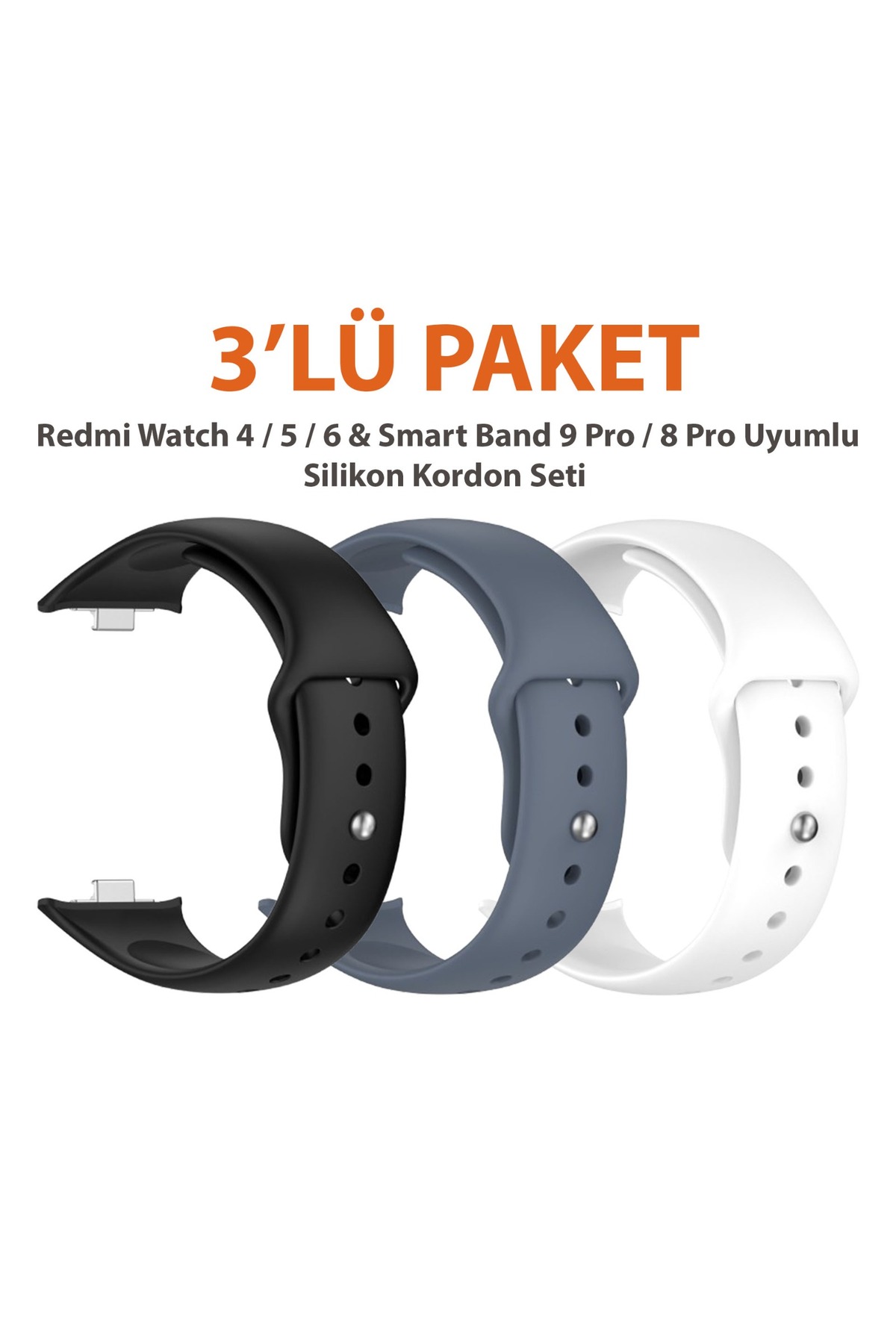 Redmi Watch 4/5/6 & Smart Band 10 Band 9 Pro / 8 Pro Compatible Triple Pack Sports Silicone Lanyard Strap