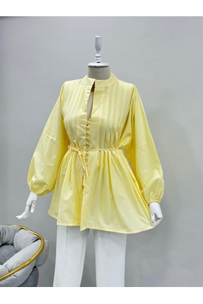 PALMİYE GİYİM Nervürlü Kuşaklı Düğme Detaylı Gömlek Tunik