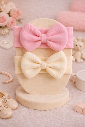 Peppino Kız Bebek & Çocuk Fiyonklu Bandana 2'li Set