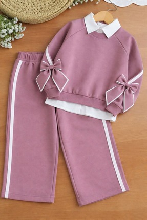 Patriko KIZ ÇOCUK YENİ SEZON BAYRAMLIK GÖMLEK-KURDELELİ GENİŞ PAÇA ŞIK ALT ÜS...