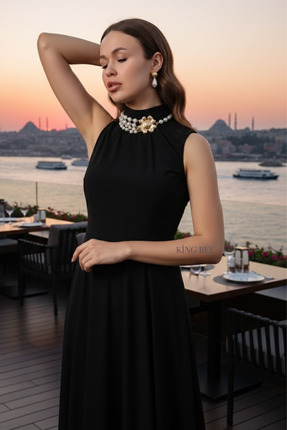 King Bee Gold Çiçek Detaylı Üç Sıra İncili Choker Kolye Özel Tasarım Vintage ...