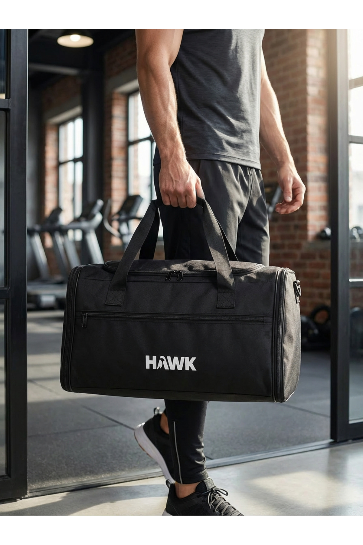 HAWK Büyük Boy Omuz Valizi Spor Seyahat Gym Fıtness Çok Amaçlı Ayakkabı Gözlü Parlak El Valizi Dayanıklı görsel 6