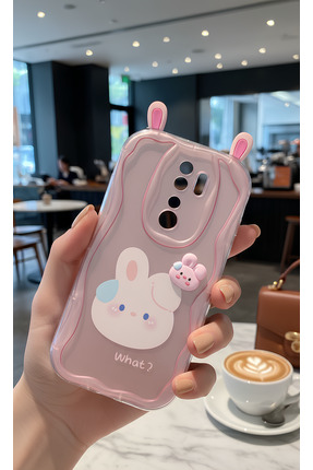 TechTrove Redmi Note 8 Pro İçin Uyumlu 3D Tavşan Kulaklı Tasarımlı Dalgalı Ke...