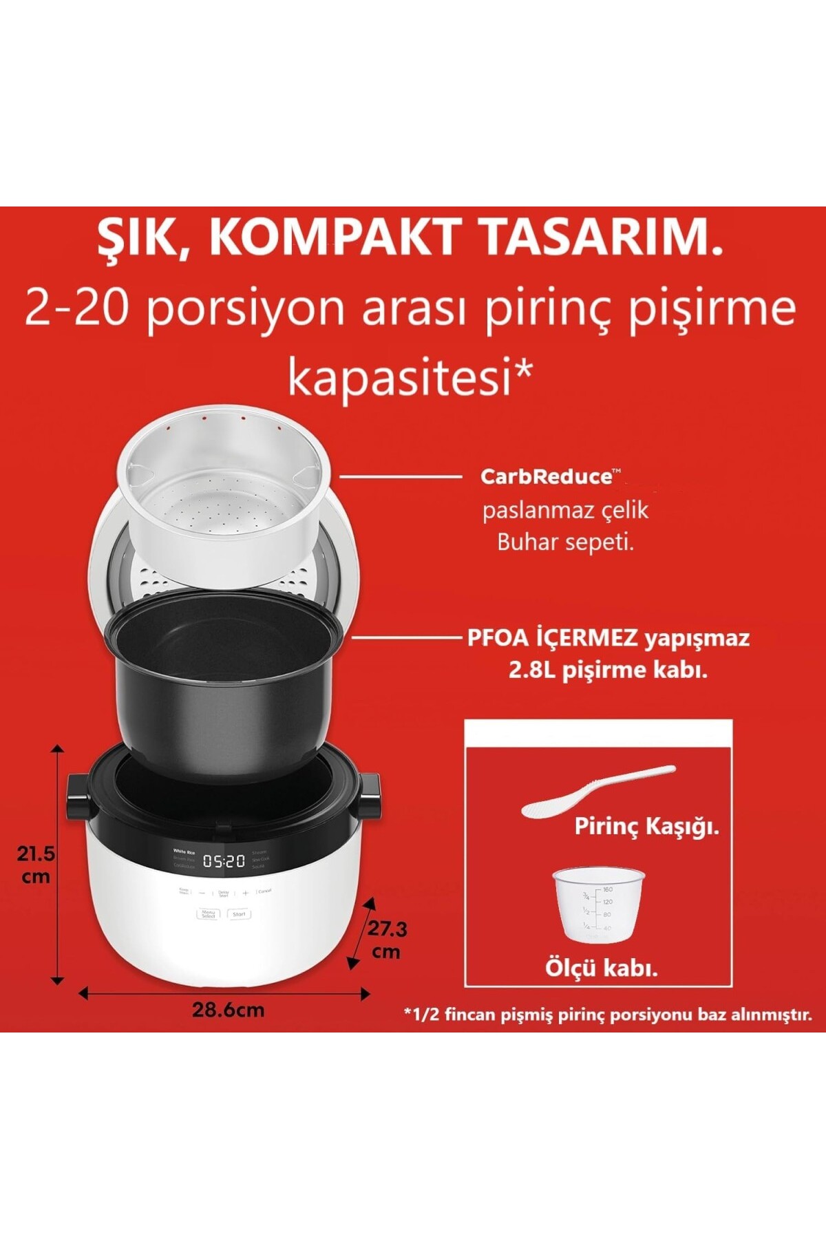 AyrStore Hızlı Pilav Pişirici ve Buharlı Pişirici - Otomatik, Buharlı Pişirici, Sote ve Kız fotoğrafı 2 (önizleme)