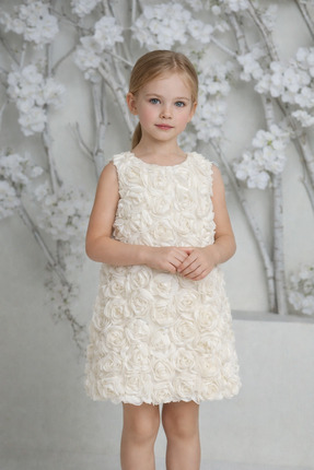 Lindissima Gül Dokulu Şık Kız Çocuk Elbise-Özel Günlerin Zarif Seçimi.