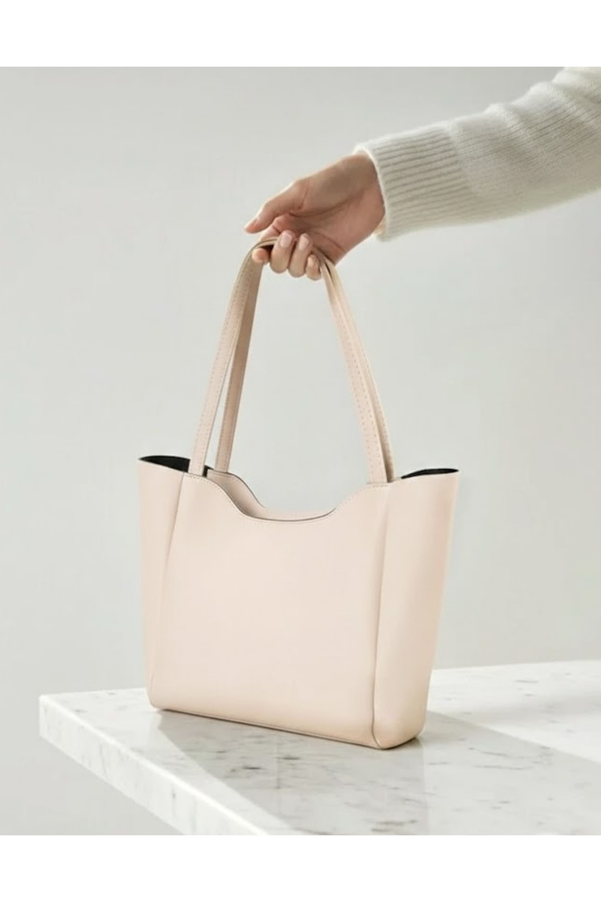 Kadın VModel Shopper Suni Deri Büyük Boy Omuz Çantası & El Çantası - Günlük Şık Sade Kullanım