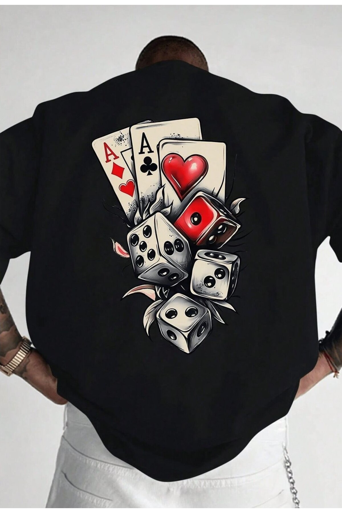 MENS CARD DICE GAME PRINTED TSHIRT