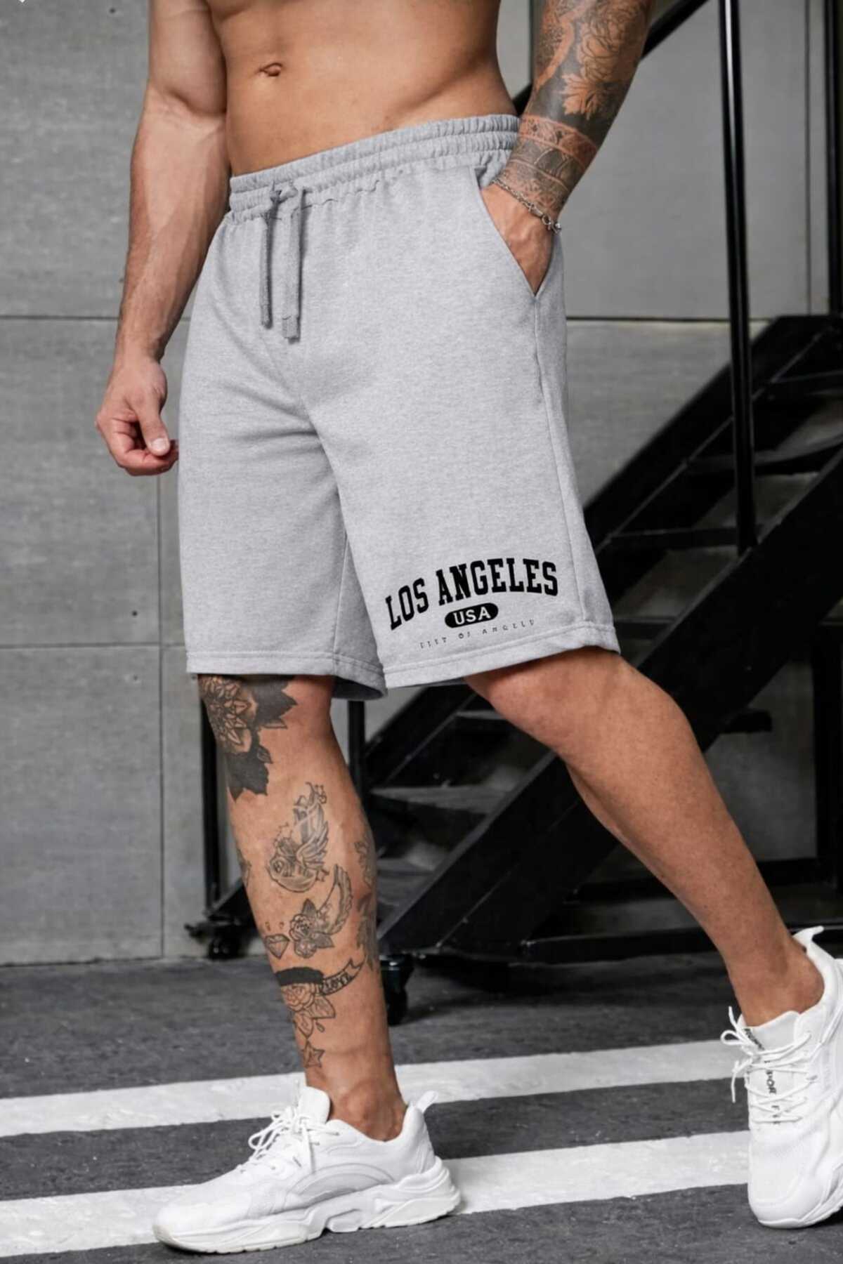 TREND ALİSSE  GRİ Erkek bermuda YAZLIK RAHAT Spor Şort Cepli Gym Fitness Şortu