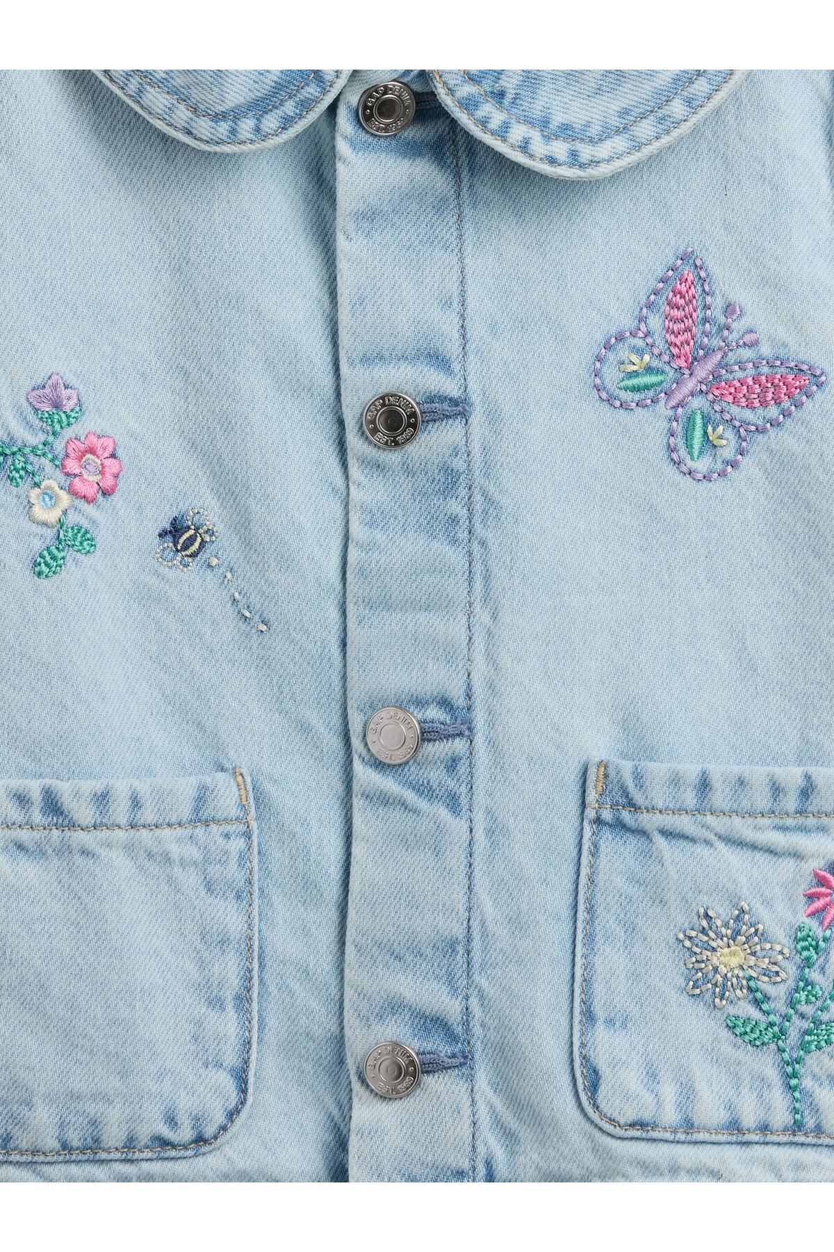 GAP Kız Bebek Açık Mavi Denim İşlemeli Chore Ceket fotoğrafı 2 (önizleme)