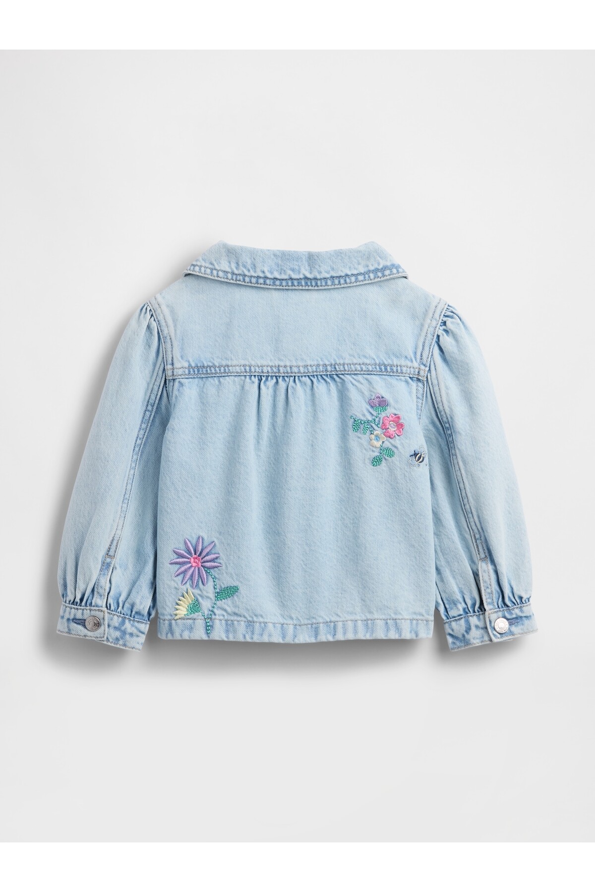 GAP Kız Bebek Açık Mavi Denim İşlemeli Chore Ceket fotoğrafı 3 (önizleme)
