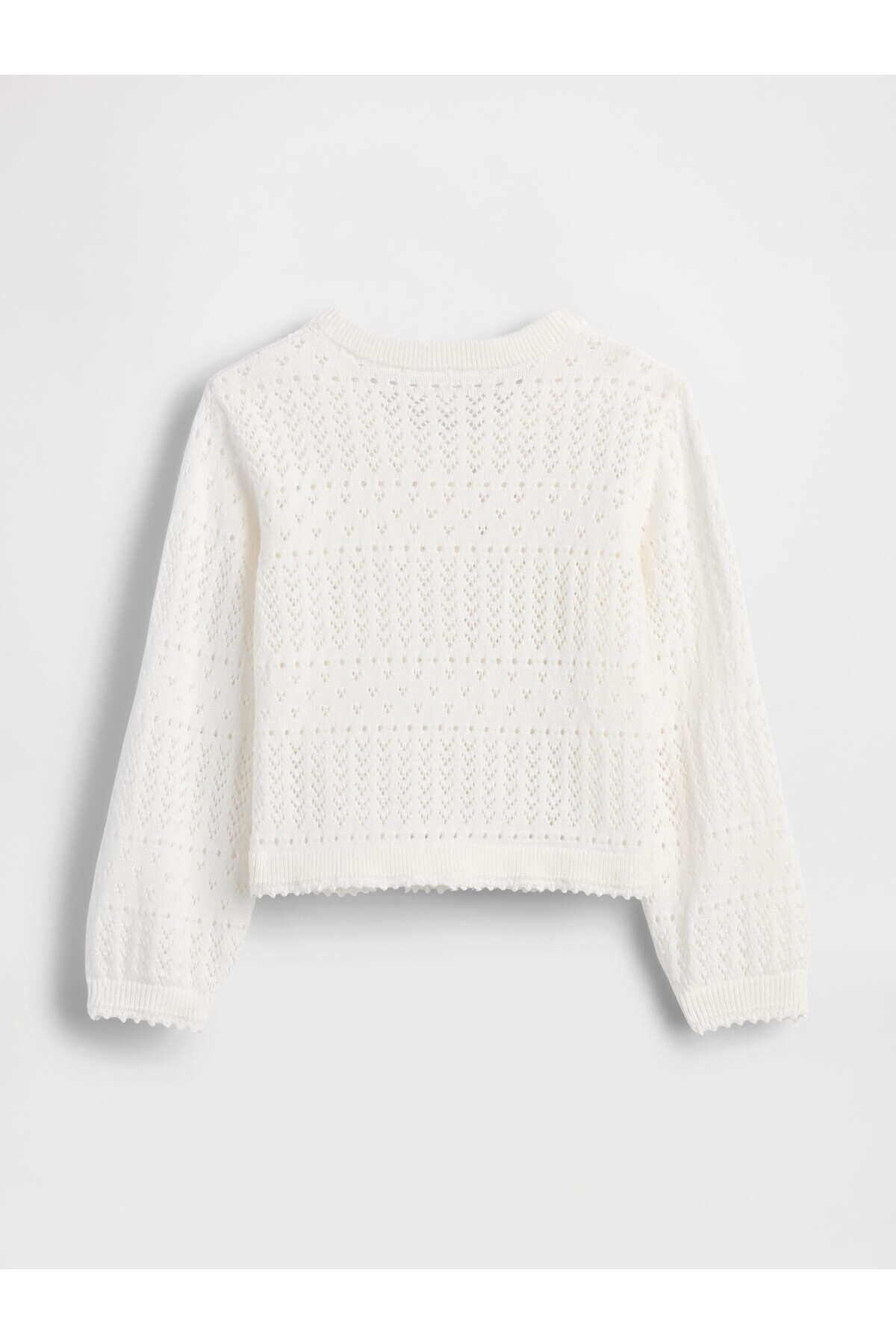 GAP Kız Bebek Beyaz Pointelle Triko Hırka fotoğrafı 2 (önizleme)