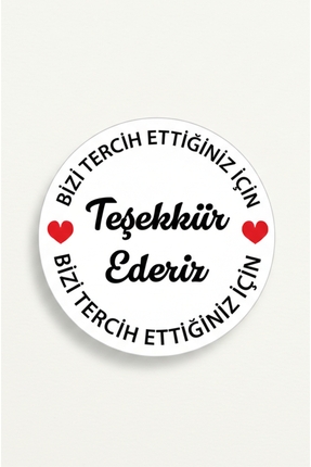 Yağız Ozalit Teşekkür Ederiz Baskılı Kuşe Çıkartma Kesimli Etiket - 3,5x3,5 c...