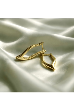 ASIADURU 14 Ayar Altın Kaplama Modern Kıvrımlı Yaprak Küpe