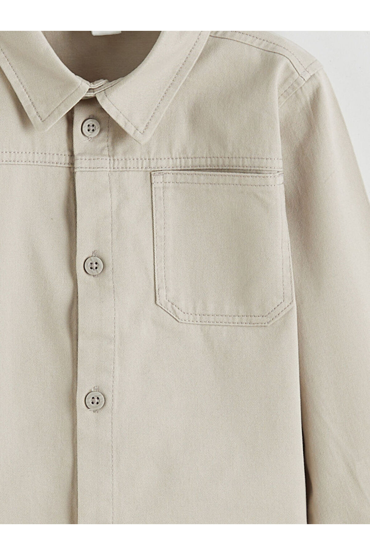 LC Waikiki Gri Tek Cepli Uzun Kollu Erkek Çocuk Gömlek fotoğrafı 3 (önizleme)