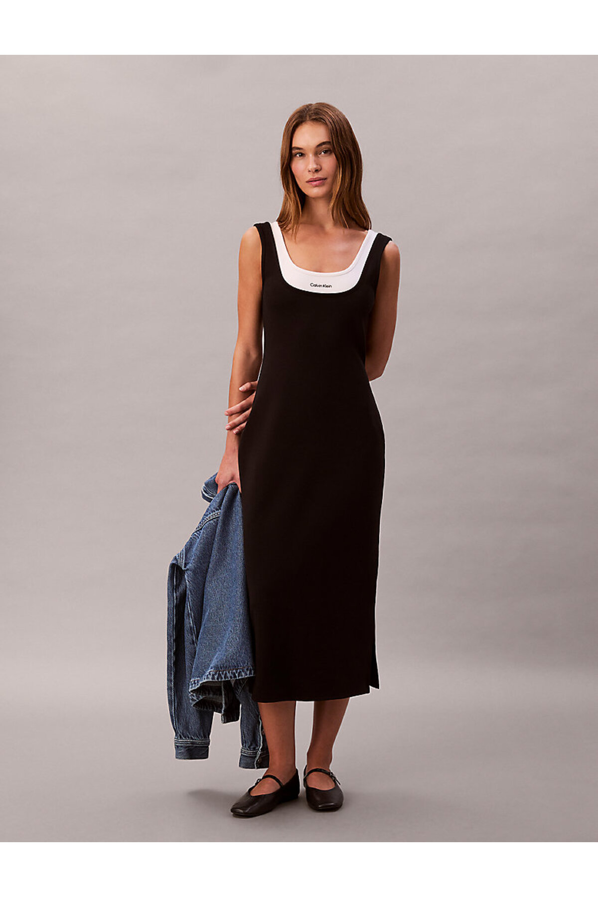 Calvin Klein  CK Kadın SL Interlock Midi Elbise - Görsel 2