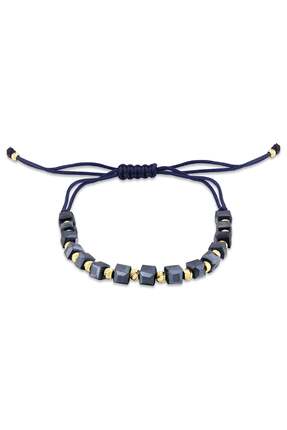 Jelena Petra 14 Ayar Altın Dorika İpli Bileklik – Antrasit Mavi