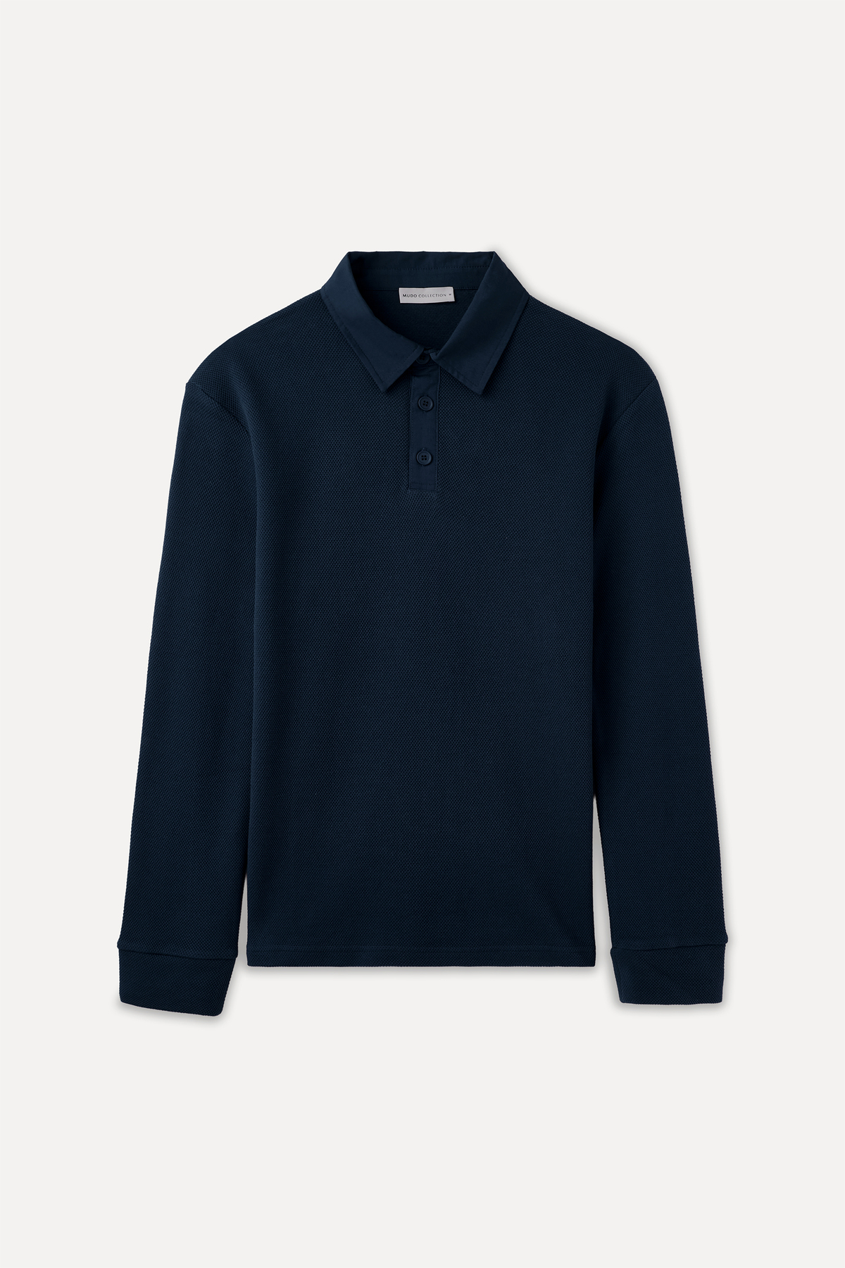 Mudo Erkek Lacivert Tekstürlü Polo Yaka Sweatshirt görsel 5