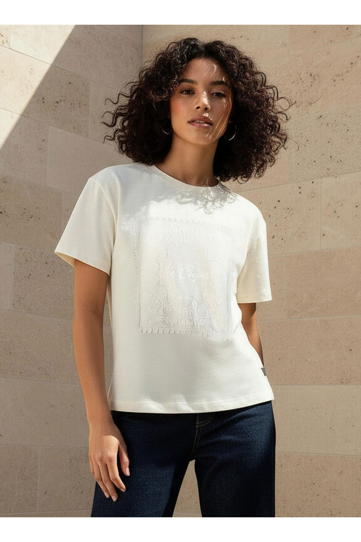 Lee Cooper Regular Fit Cotton T-shirt with Embroidered Patch