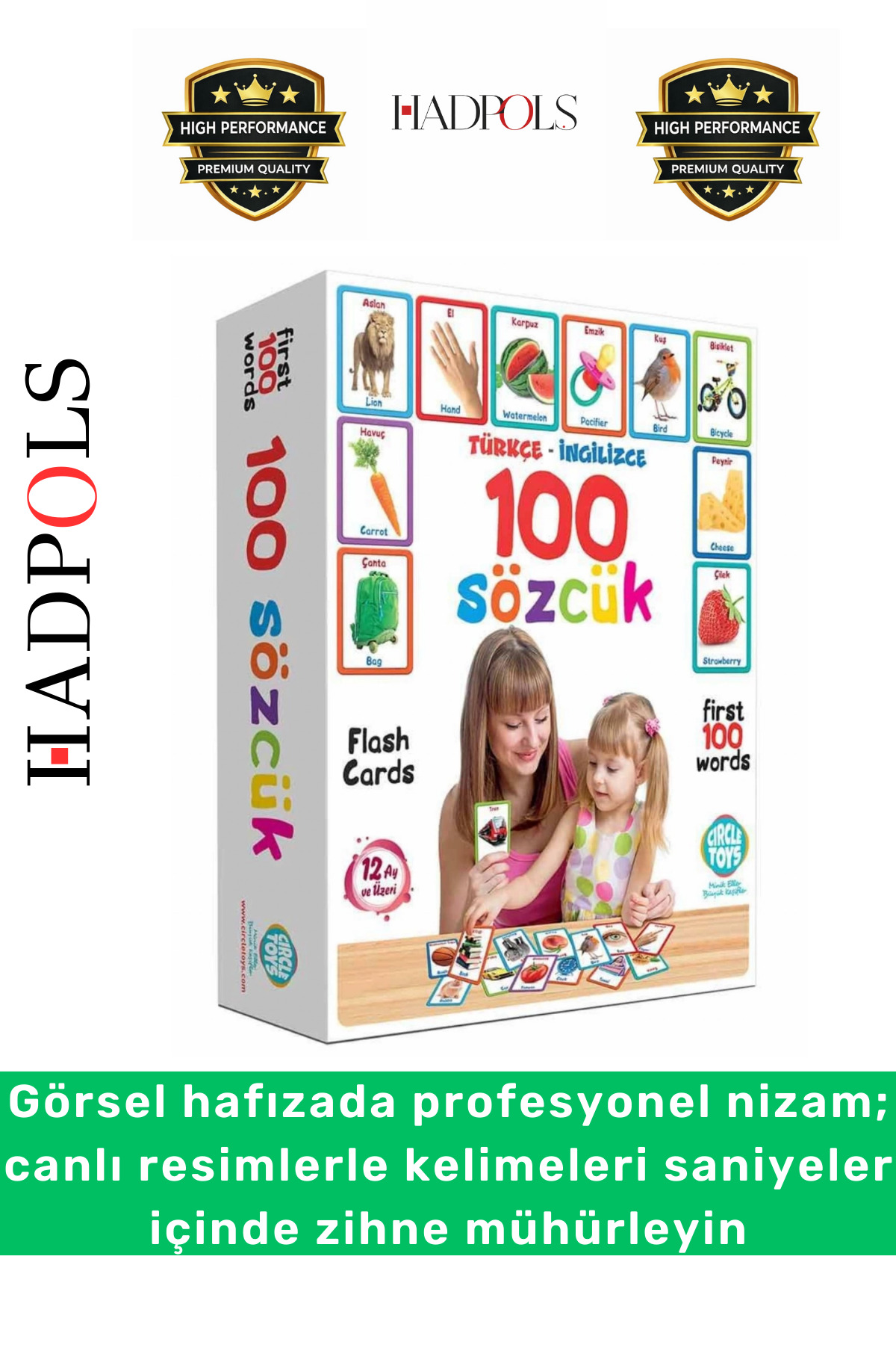 HadPols #EğiticiOyunKartı Zeka Geliştirici Yabancı Dil Eğitici Çocuk İlk 100 Sözcük İngilizce Türkçe Kartlar fotoğrafı 3 (önizleme)