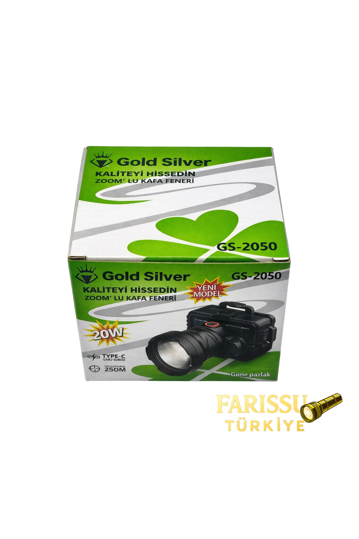 farissu Gold Silver GS-2050 20W Zoomlu Solar Şarjlı Profesyonel