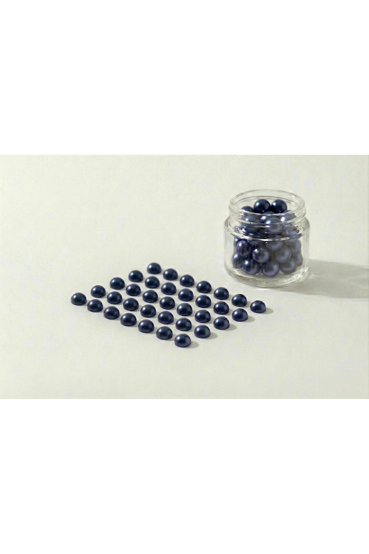 6mm Navy Blue Acrylic Half Pearl Beads - 100 Pcs Bonding Decoration and Hobby Stone B:130