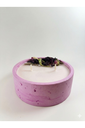 Homera Design El Yapımı Pembe Mermer Desenli Beton Soya Mumu Hediyelik Dekoratif