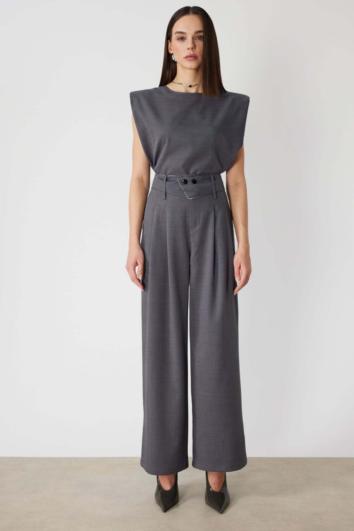 Belted Waist Pleated Pants
