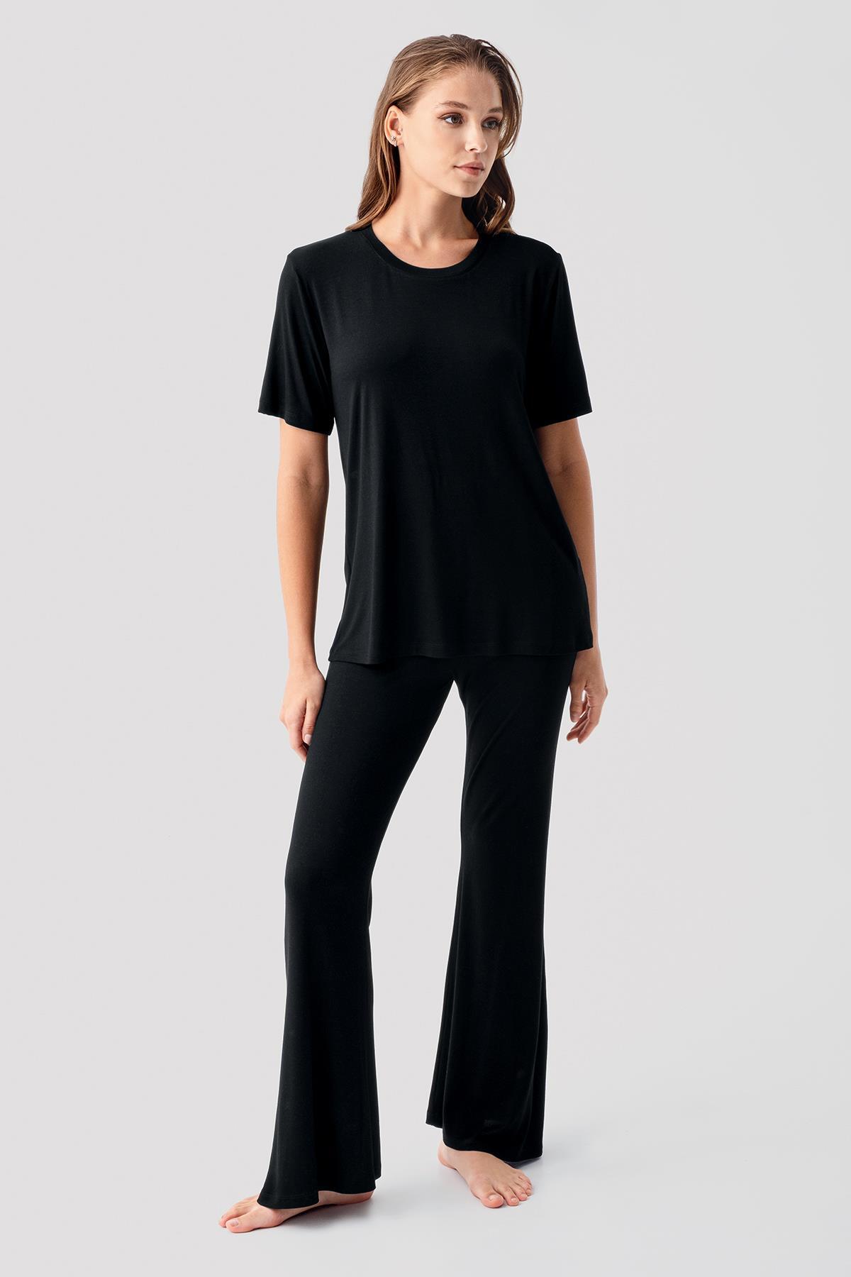 Short Sleeve Basic Spanish Leggings Flexible Viscose Pajamas Set