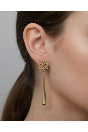 Vegase Lunara Taşlı Sallantılı Uzun Küpe