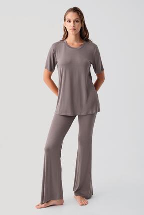 Artış Kısa Kollu Basic İspanyol Paça Esnek Viskoz Pijama Takım