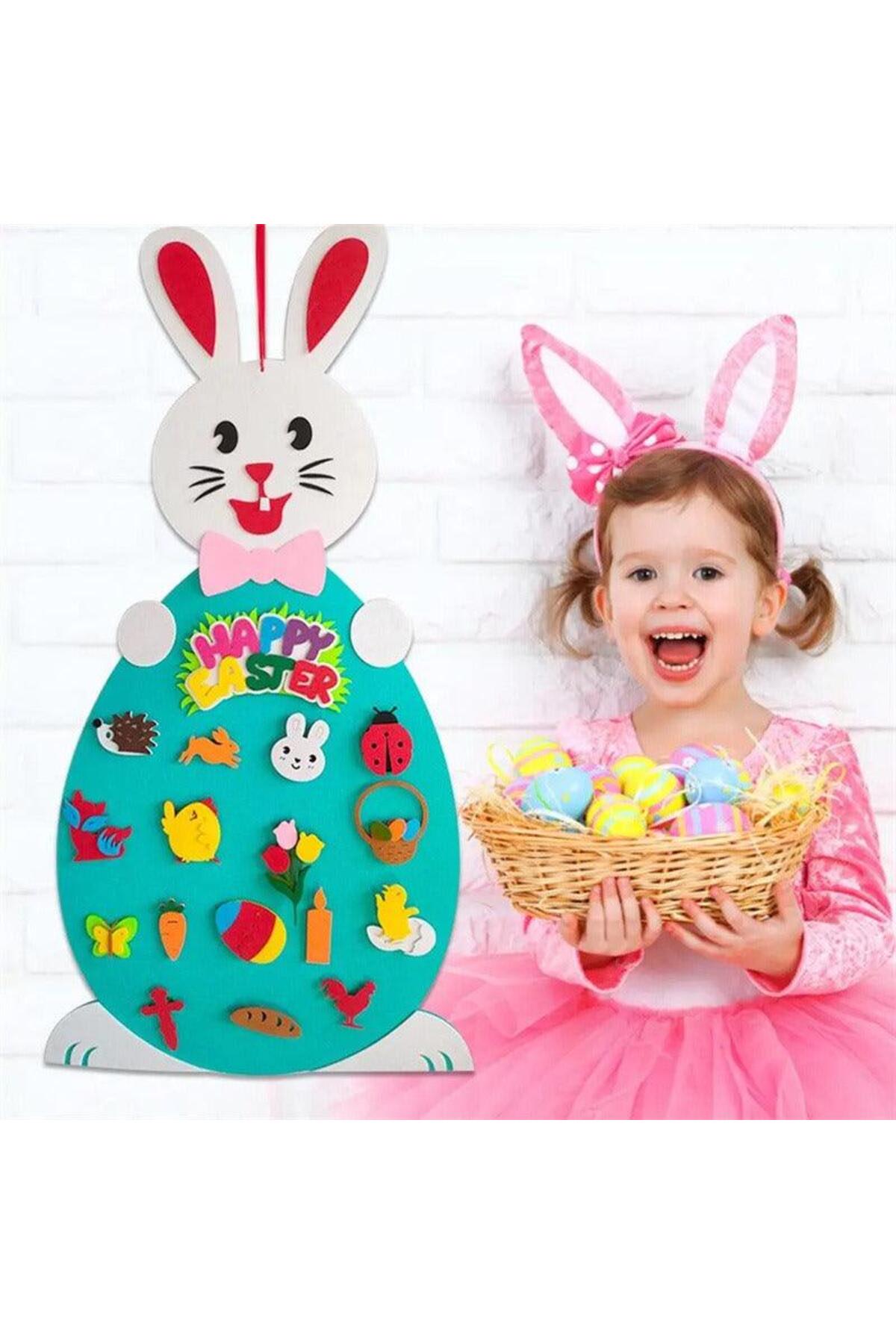 antiola Paskalya Tavşan Temalı Keçe Oyun Matı Duvara Asılabilir| Montessori Aktivite Duyusal Eğitici Oyuncak fotoğrafı 4 (önizleme)