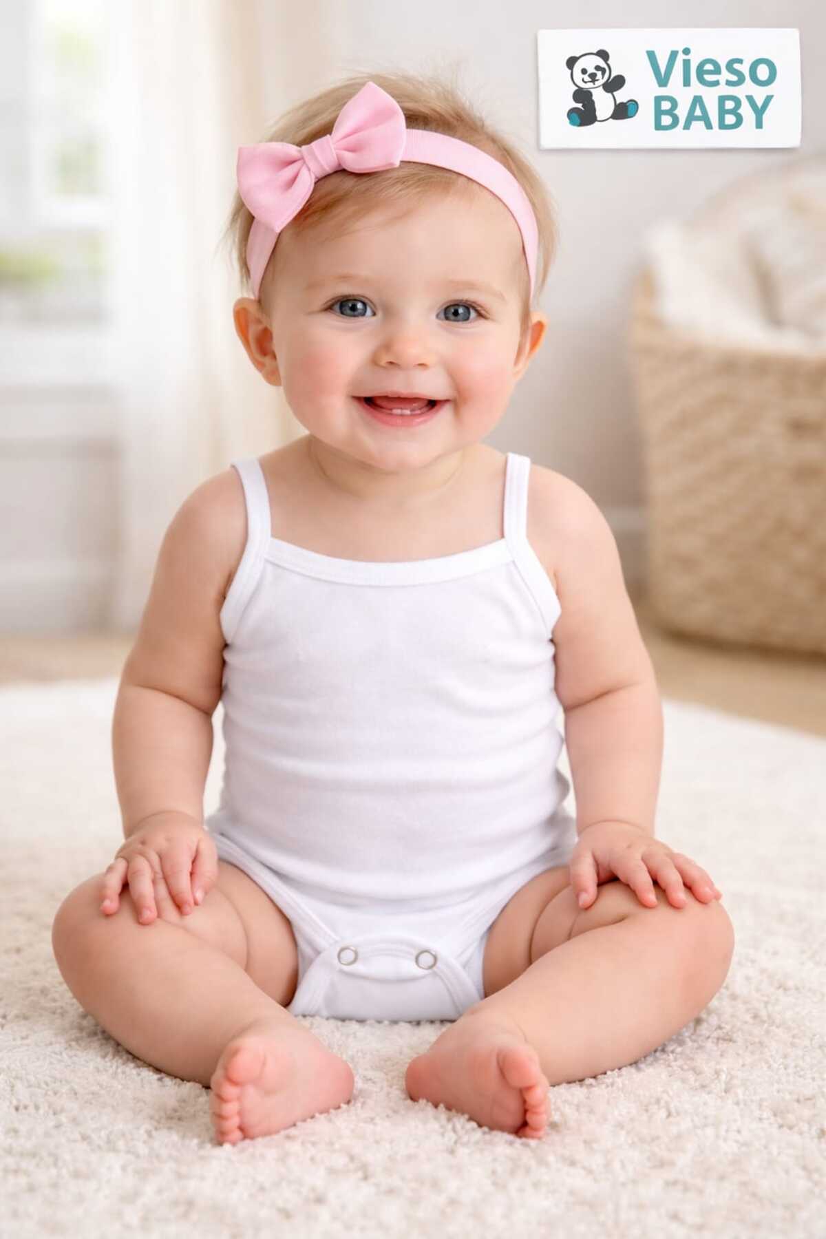 Rany Baby Kids 5li İp Askılı Beyaz Pamuklu Çıtçıtlı Body Atlet Zıbın fotoğrafı 2 (önizleme)