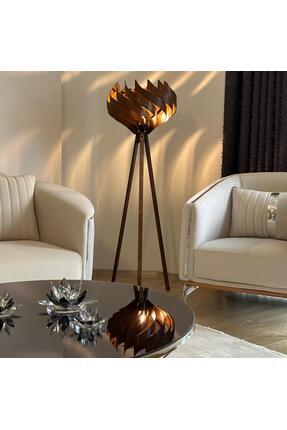 Ferisa Home Modern Ahşap Lambader Tripod Ayaklı Dekoratif Salon Lambası Bohem...