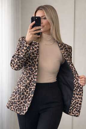 Mivida Leopar Desen Blazer Ceket