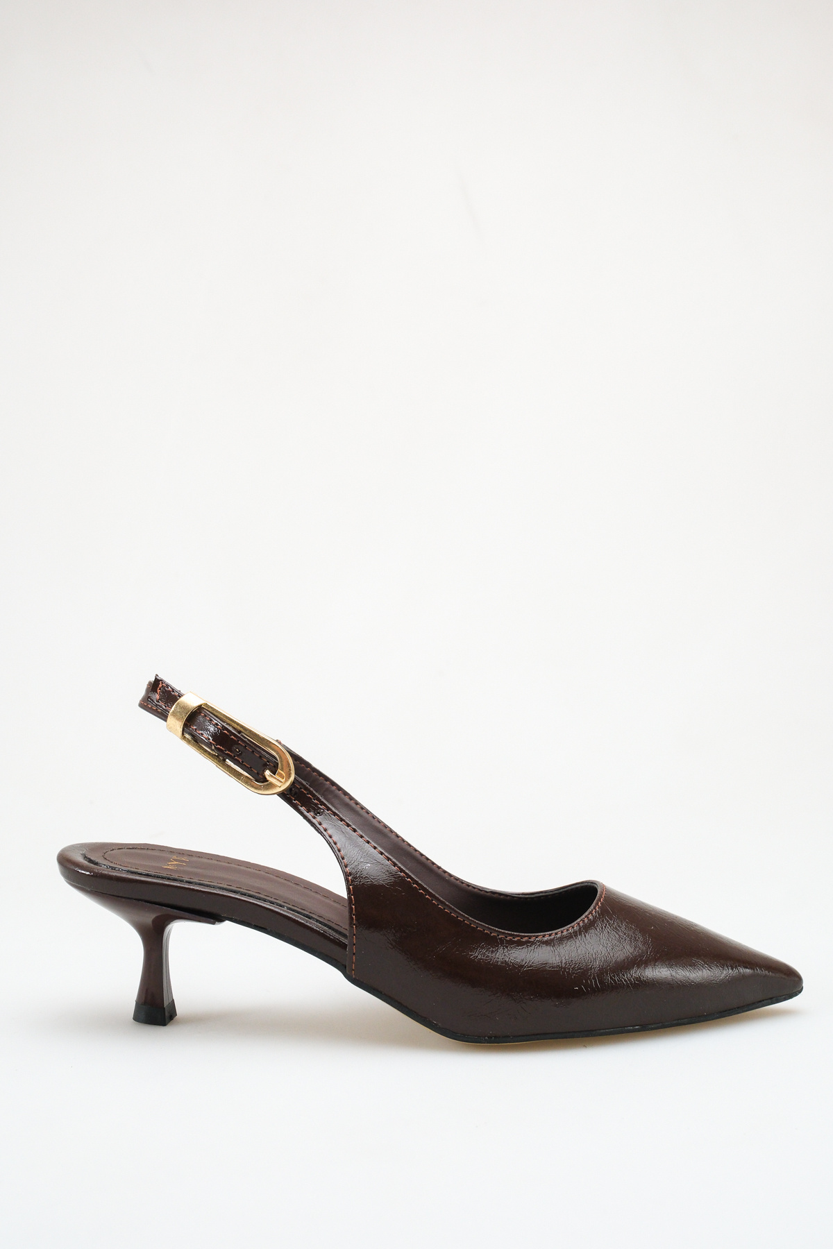 meyra'nın ayakkabıları  Kadın Tokalı Arkası Açık Topuklu Ayakkabı Acı Kahve Yanki (5.5 cm) - Görsel 6