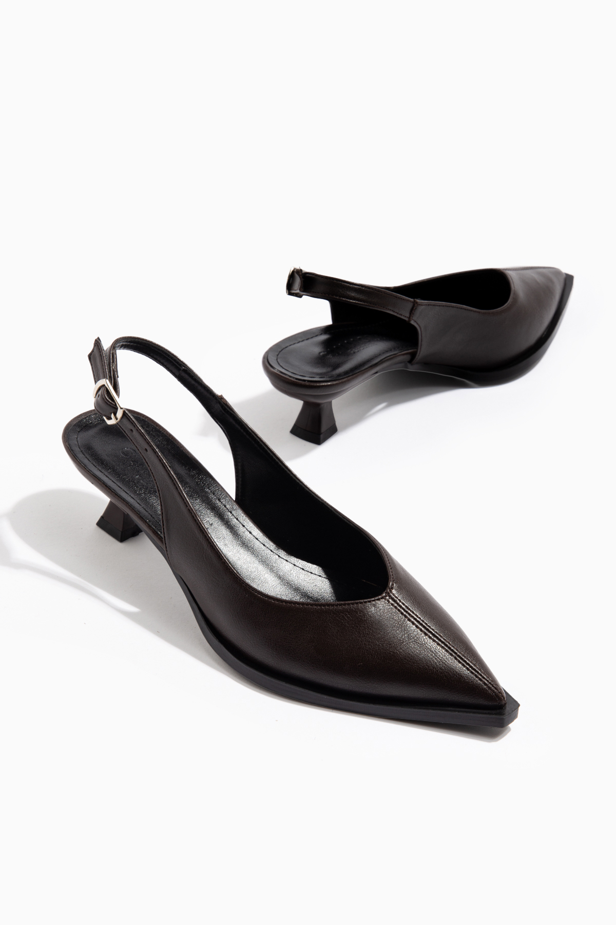 camaiore  Kahverengi Klasik Kısa Topuklu Ayakkabı Kadın Mini Topuk - Görsel 4