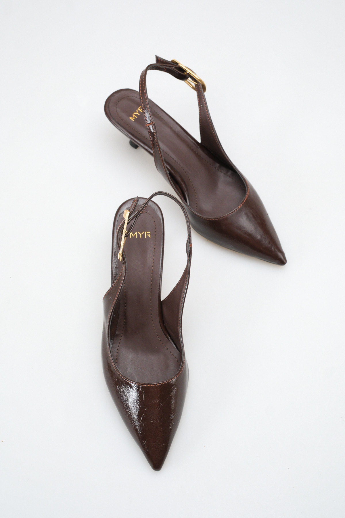 meyra'nın ayakkabıları  Kadın Tokalı Arkası Açık Topuklu Ayakkabı Acı Kahve Yanki (5.5 cm) - Görsel 5