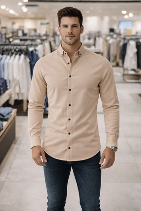 QS DENİM Erkek Slim Fit Likralı Gömlek